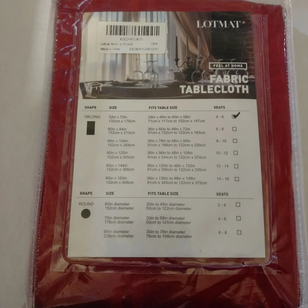 BURGUNDY FABRIC TABLECLOTH BY LOTMAT-NEW-OBLONG